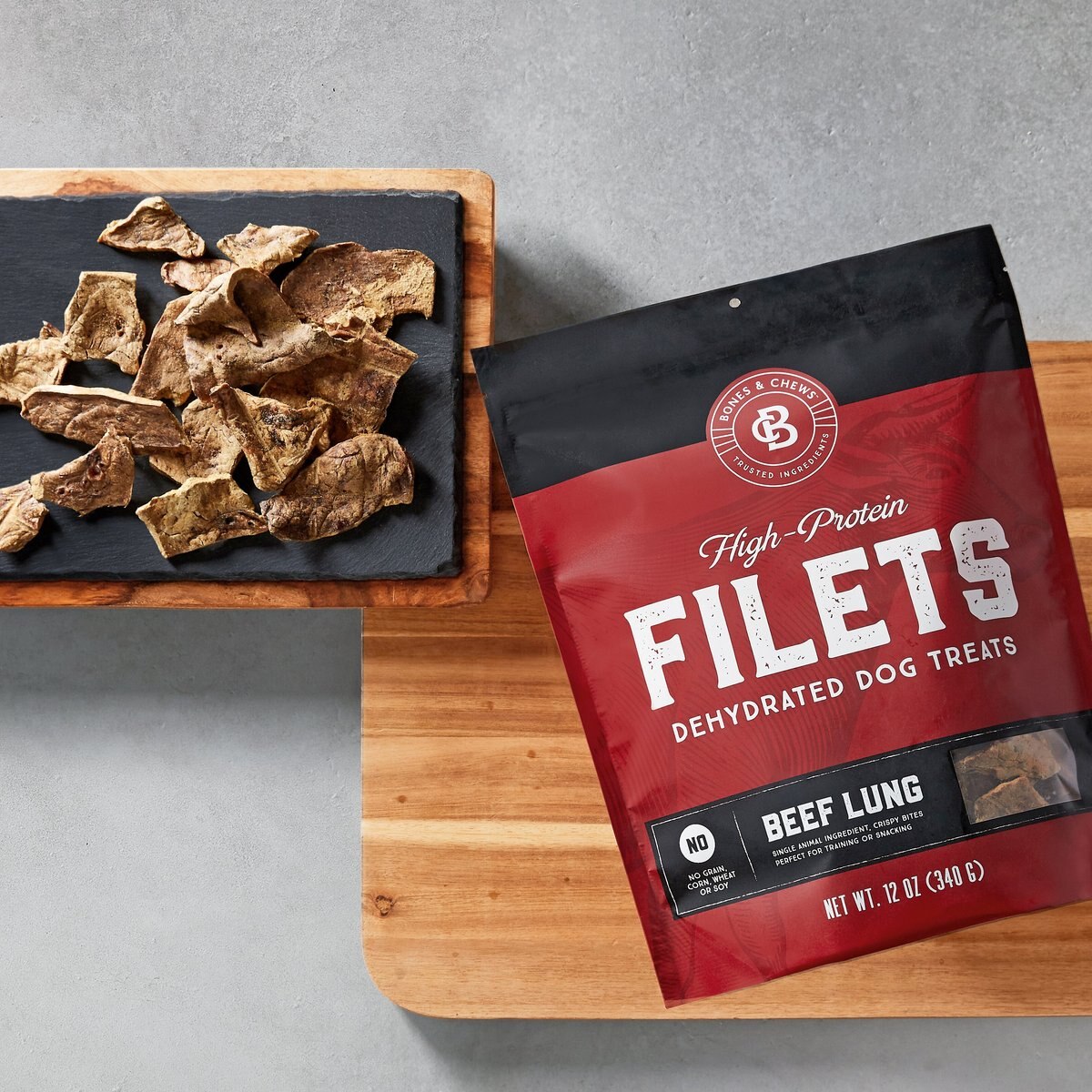 Bones and Chews All-Natural Beef Lung Filets Dehydrated Dog Treats