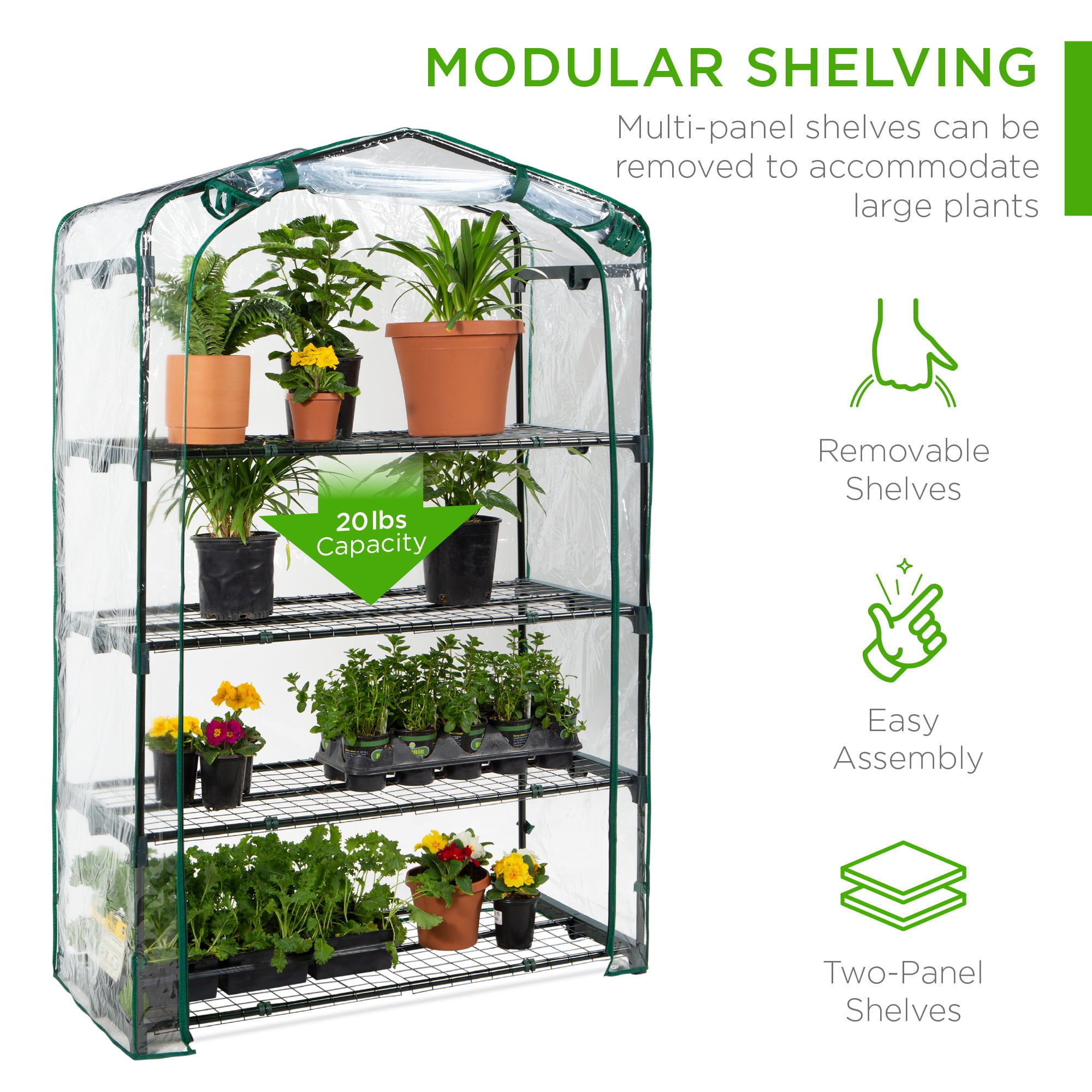 Best Choice Products 40in Wide 4-Tier Mini Greenhouse, Portable Indoor Outdoor Arboretum for Yard w/ Steel Shelves