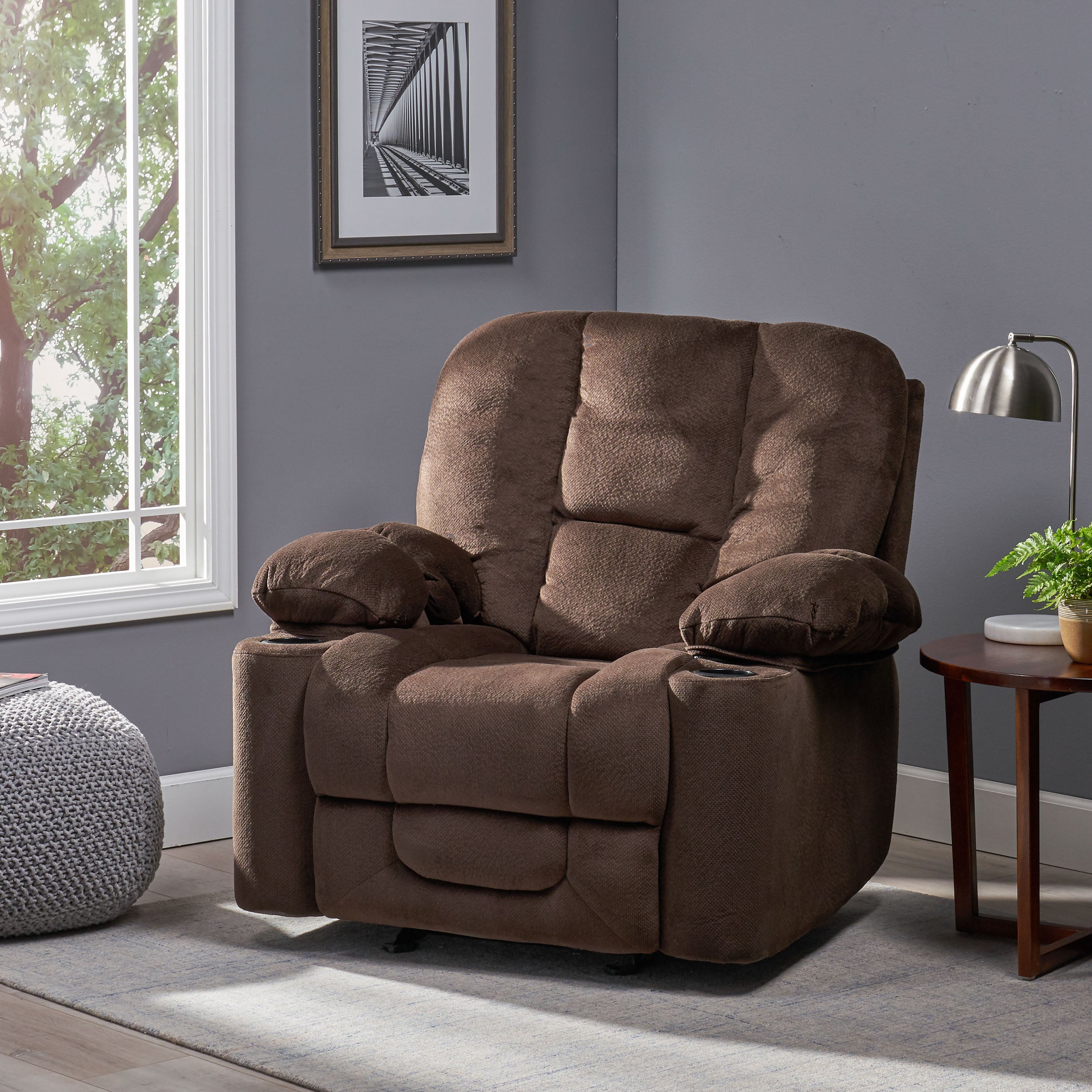 Raymond Fabric Glider Recliner Club Chair