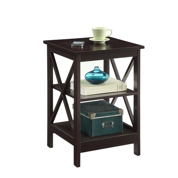 Copper Grove Cranesbill X-Base 3-Tier End Table with Shelves