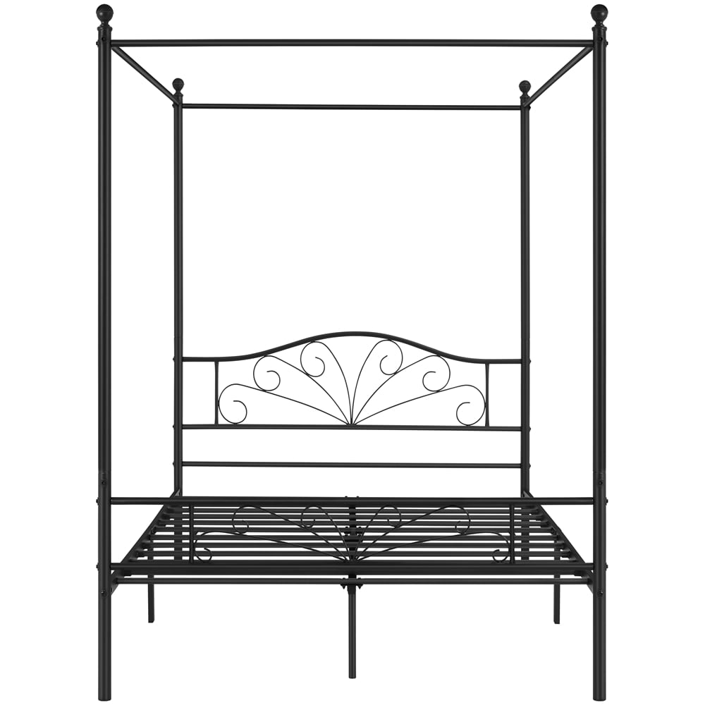 Easyfashion Four-Poster Canopied Platform Bed, Black, Full