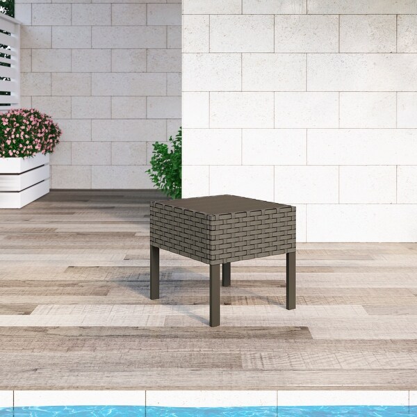 Keys Outdoor End Table in Summer Fog Wicker