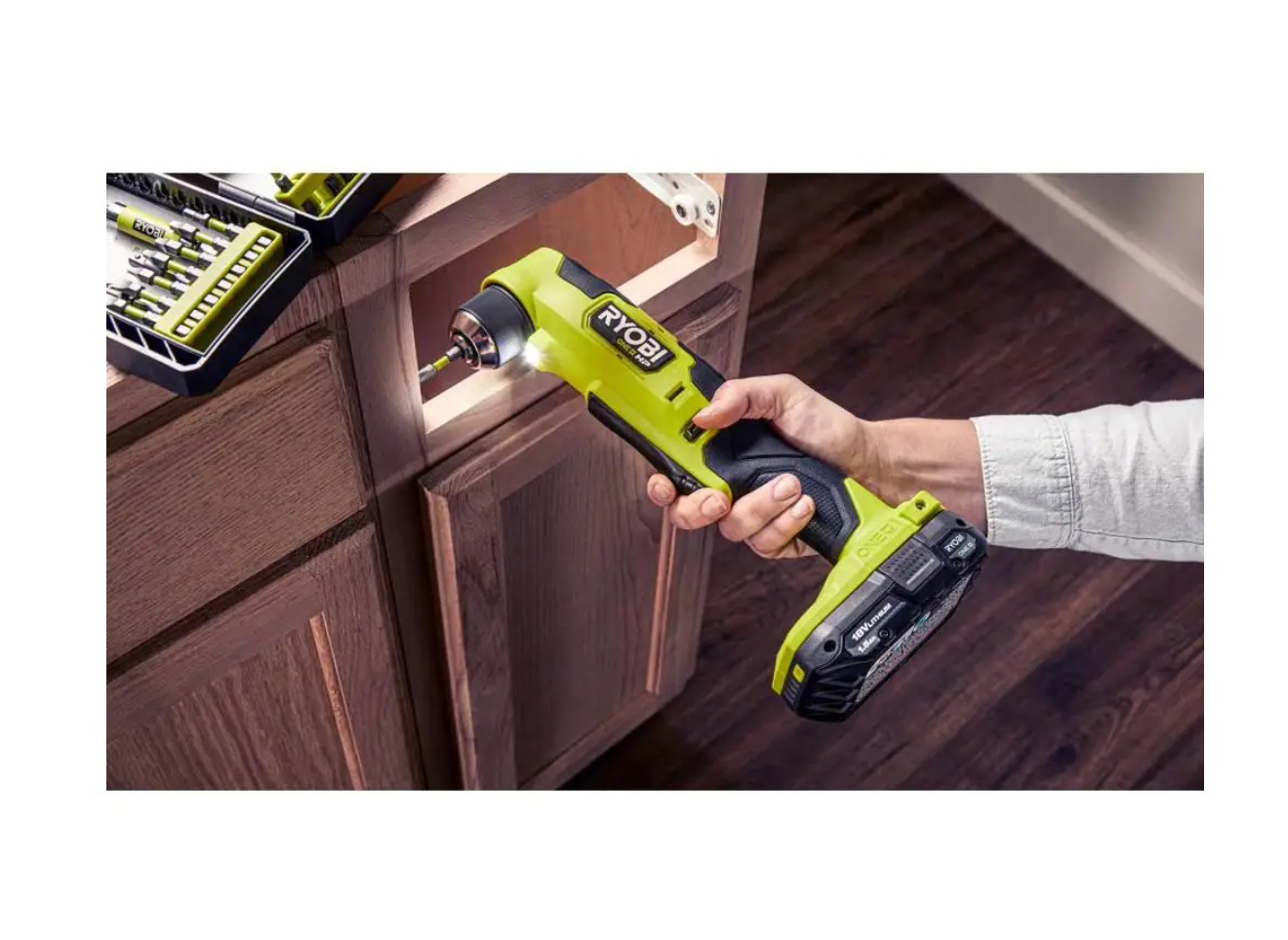 RYOBI PSBID01K-PSBRA02B ONE+ HP 18V Brushless Cordless Compact 1/4 in. Impact Driver and 3/8 in. Right Angle Drill with (2) Batteries， Charger