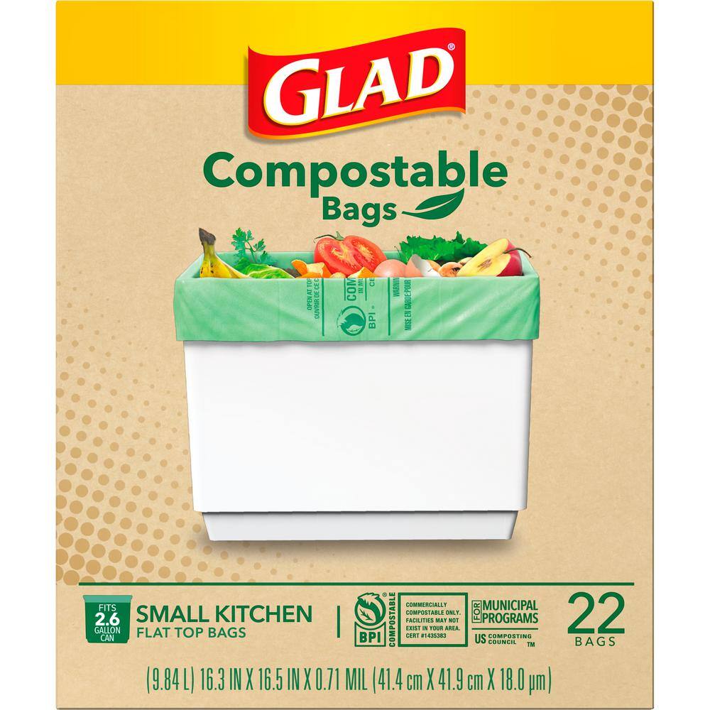 Glad 2.6 Gal. Compostable Green Trash Bags (22-Count) 1258779270