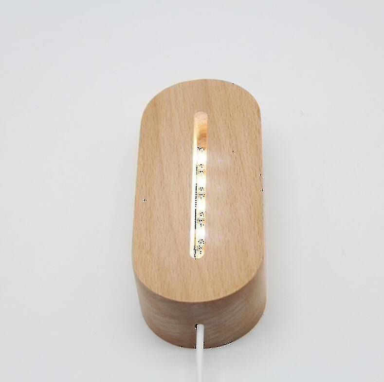 Lamps Oval Wooden Base Light Acrylic 3d Led Night Lamp