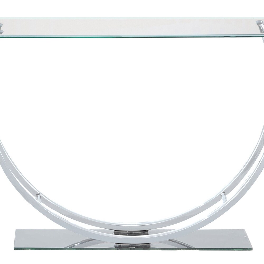 Contemporary U Shape Glass Tabletop Sofa Table  Silver