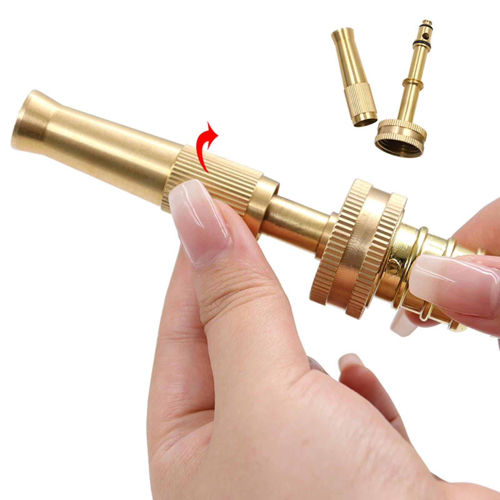 Brass Adjustable Hose Nozzle High Power Jet Sprayer Pressure Spray Attachment Quick Connector Garden Hose Nozzle for Home Cleaning