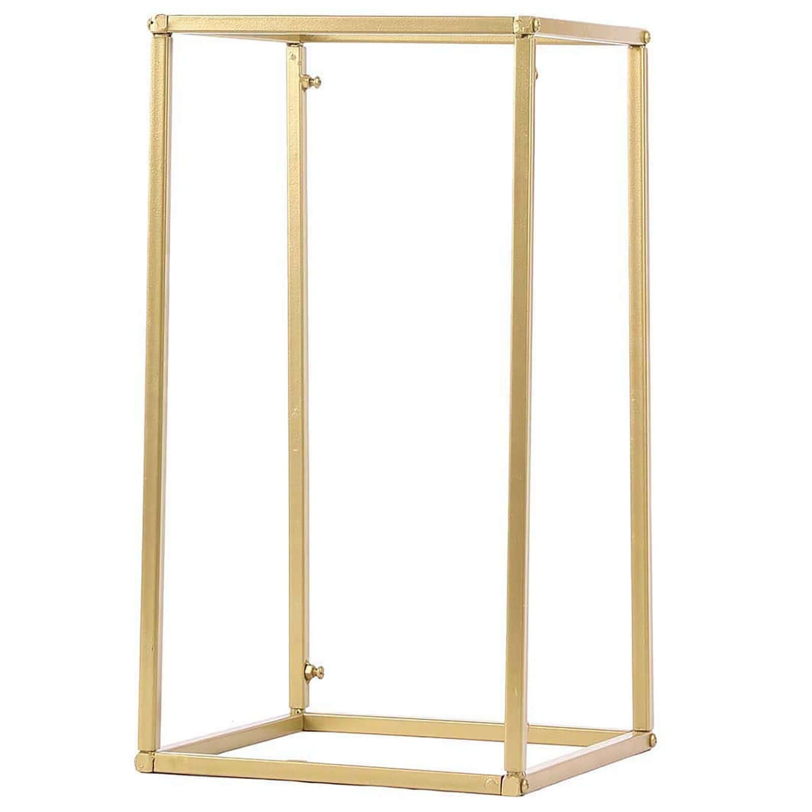 2 Pack Rectangular Gold Metal Wedding Flower Stand, Geometric Column Frame Centerpiece 16