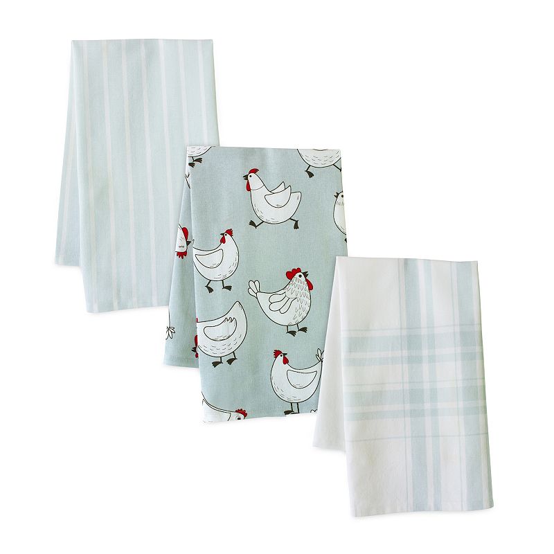 Chicken Striped Tea Towel (set Of 3)