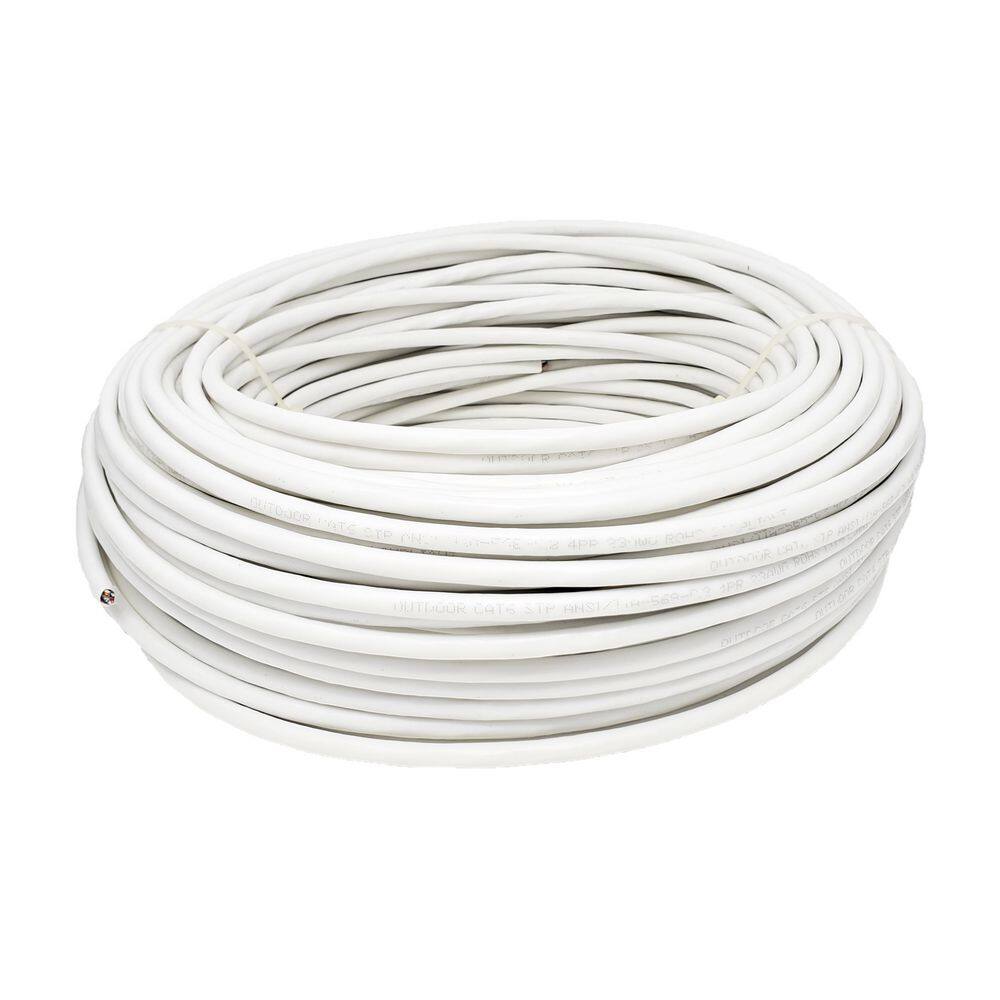 Micro Connectors Inc 250 ft. Cat6 23AWG White Solid STP Outdoor Bulk Ethernet Cable with Shielded RJ45 Plugs (10-Pack) TR4-60WOU250-K