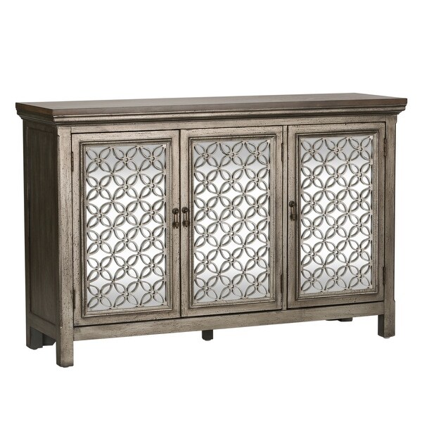 Westridge Wirebrushed Gray White Worn Wood 3 Door Accent Cabinet