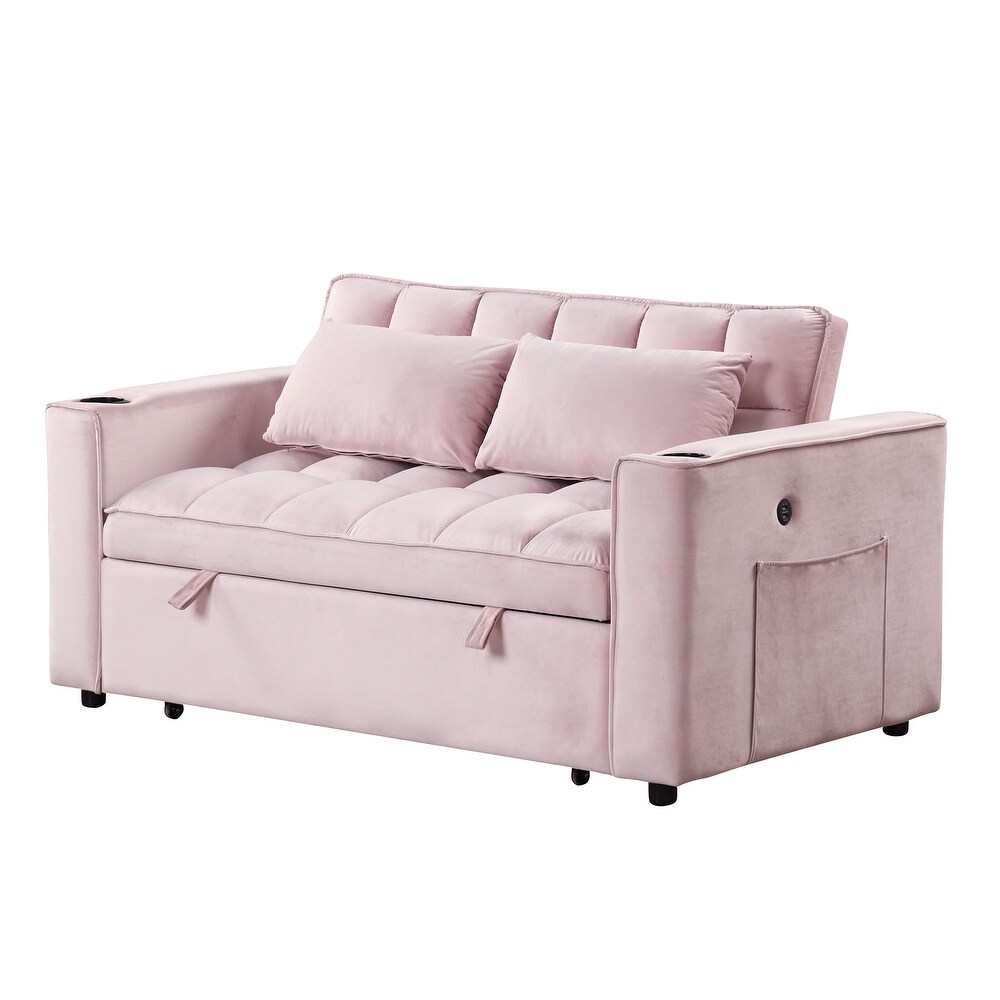 Multi Functional Convertible Sofa Bed  Loveseat w/Pull Out Sleeper Bed