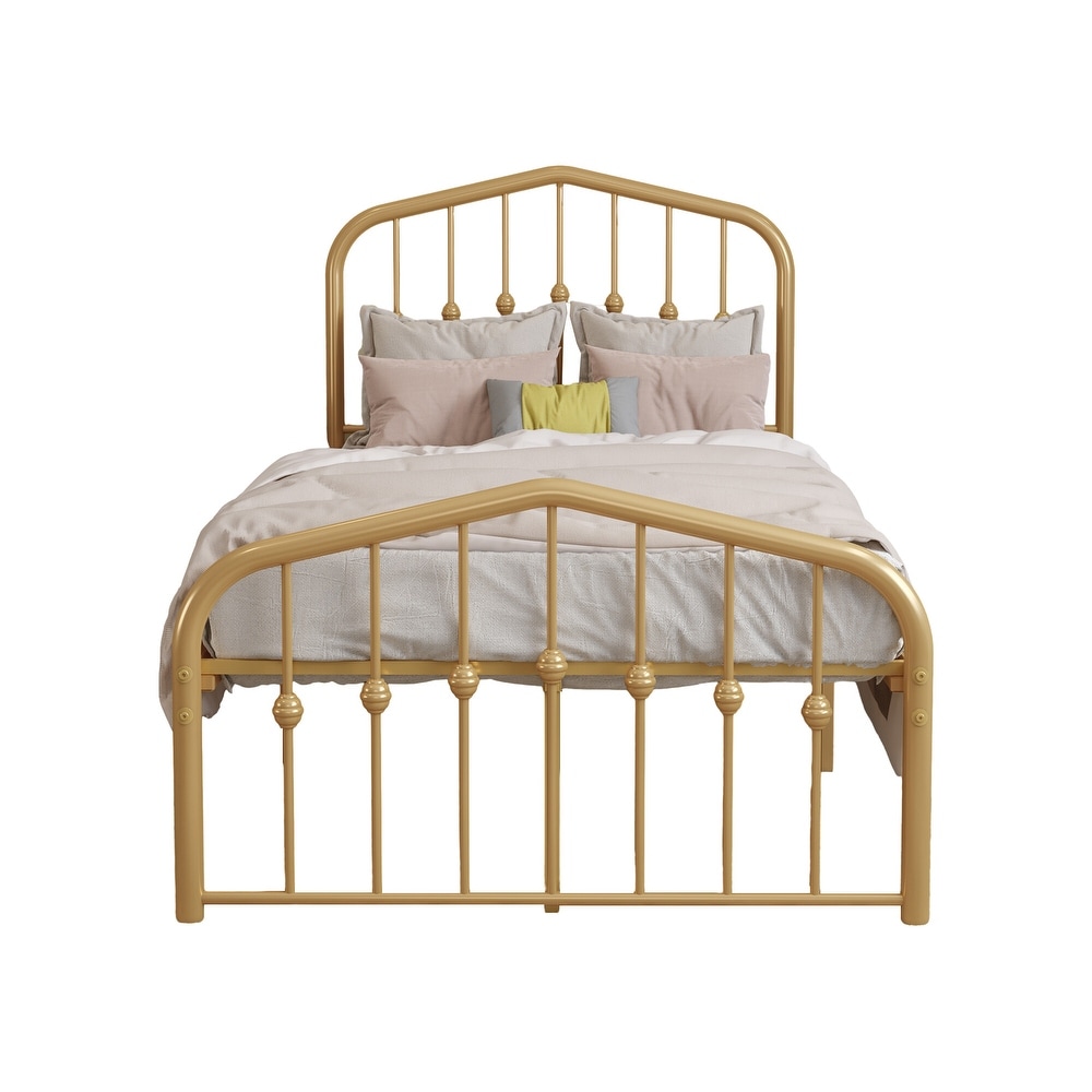 Goutwel Metal Platform Bed Frame with Vintage Headboard