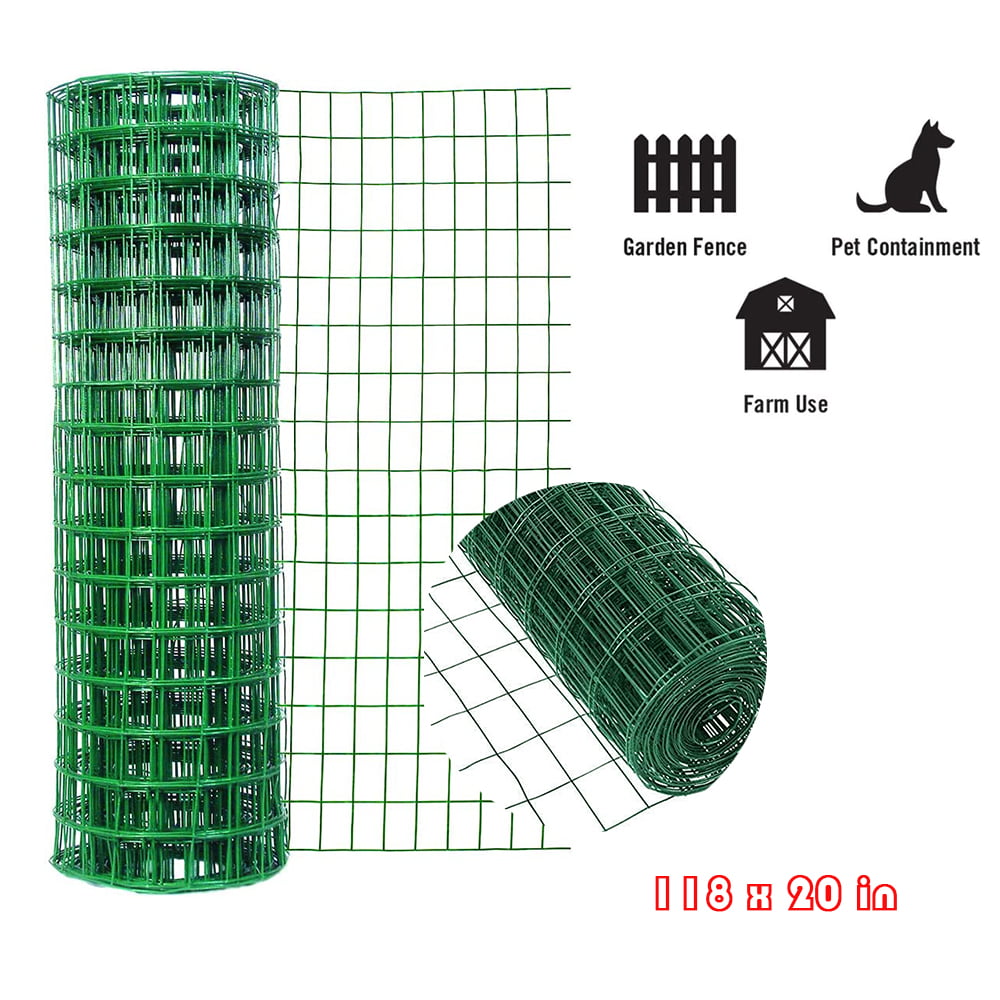 Anself Vinyl Coated Garden Fence Hardware Cloth Poultry Fence Galvanized Rolls Garden Enclosure Fence Wire Fence Roll 118 * 20in for Balcony Courtyard Garden