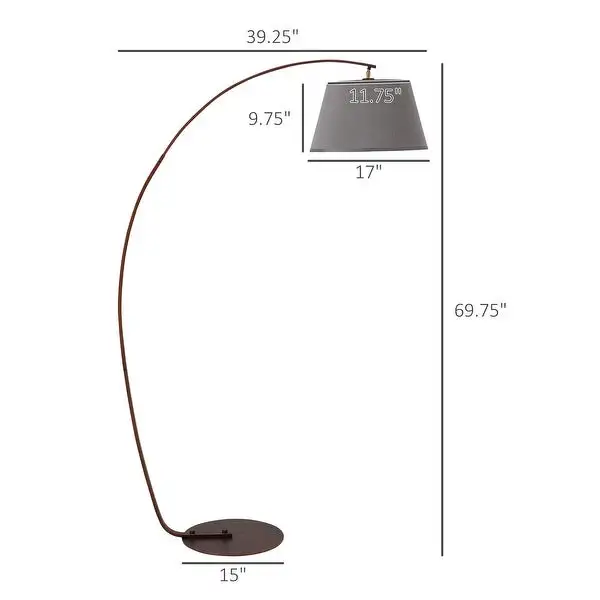 HOMCOM Arched Floor Lamp, Modern Standing Lamp with Foot Switch and Metal Base, Black - 39.25