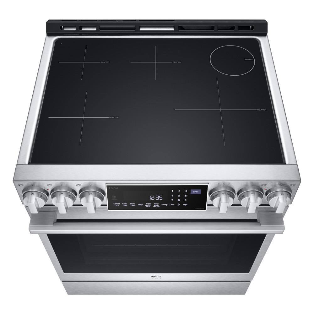 LG STUDIO 30 in. 6.3 cu. ft. Slide-in Induction Electric Range with ProBake Convection Air Fry and Air Sous Vide in Stainless LSIS6338F