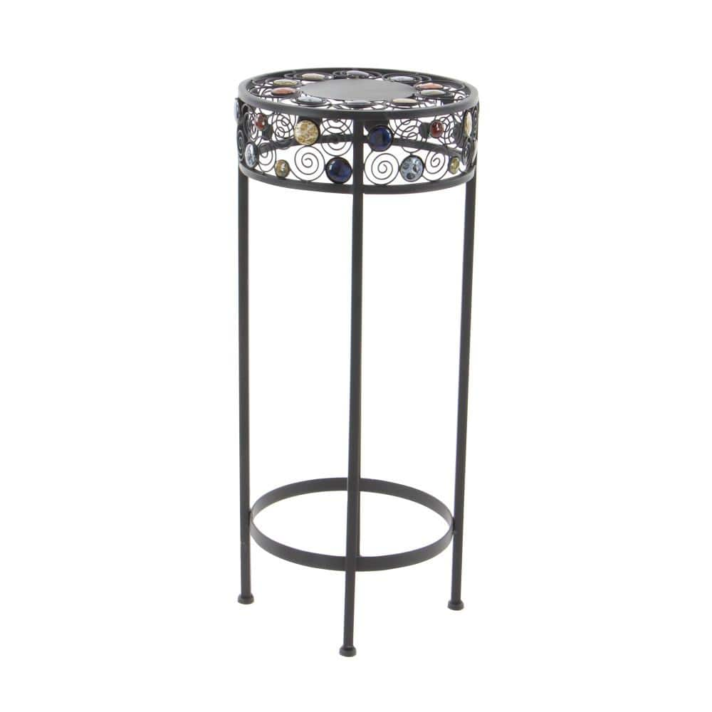 Litton Lane 27 in. x 12 in. Black Metal Traditional Plantstand (Set of 3) 61530