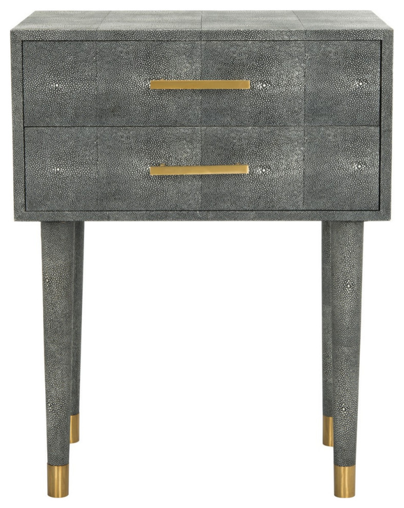 Landis Faux Shagreen End Table Black   Midcentury   Side Tables And End Tables   by AED Luxury Home Decor  Houzz