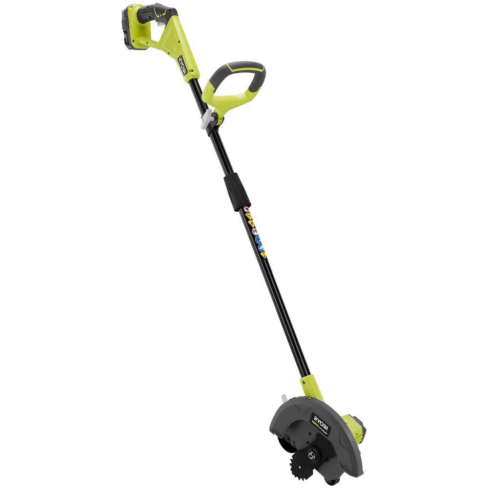 RYOBI ONE+ 18V Cordless Battery Edger with Extra Edger Blade， 2.0 Ah Battery and Charger