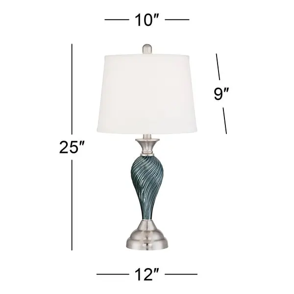 Set of 2 Modern Table Lamps with Table Top Dimmers Green Blue - 12