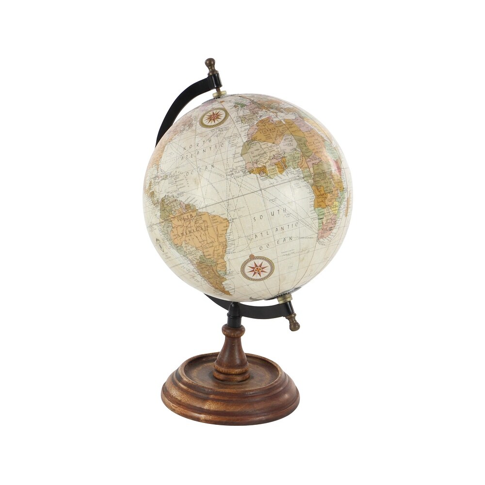 Brown Mango Wood Globe with Wood Base   9L x 8W x 13.10H