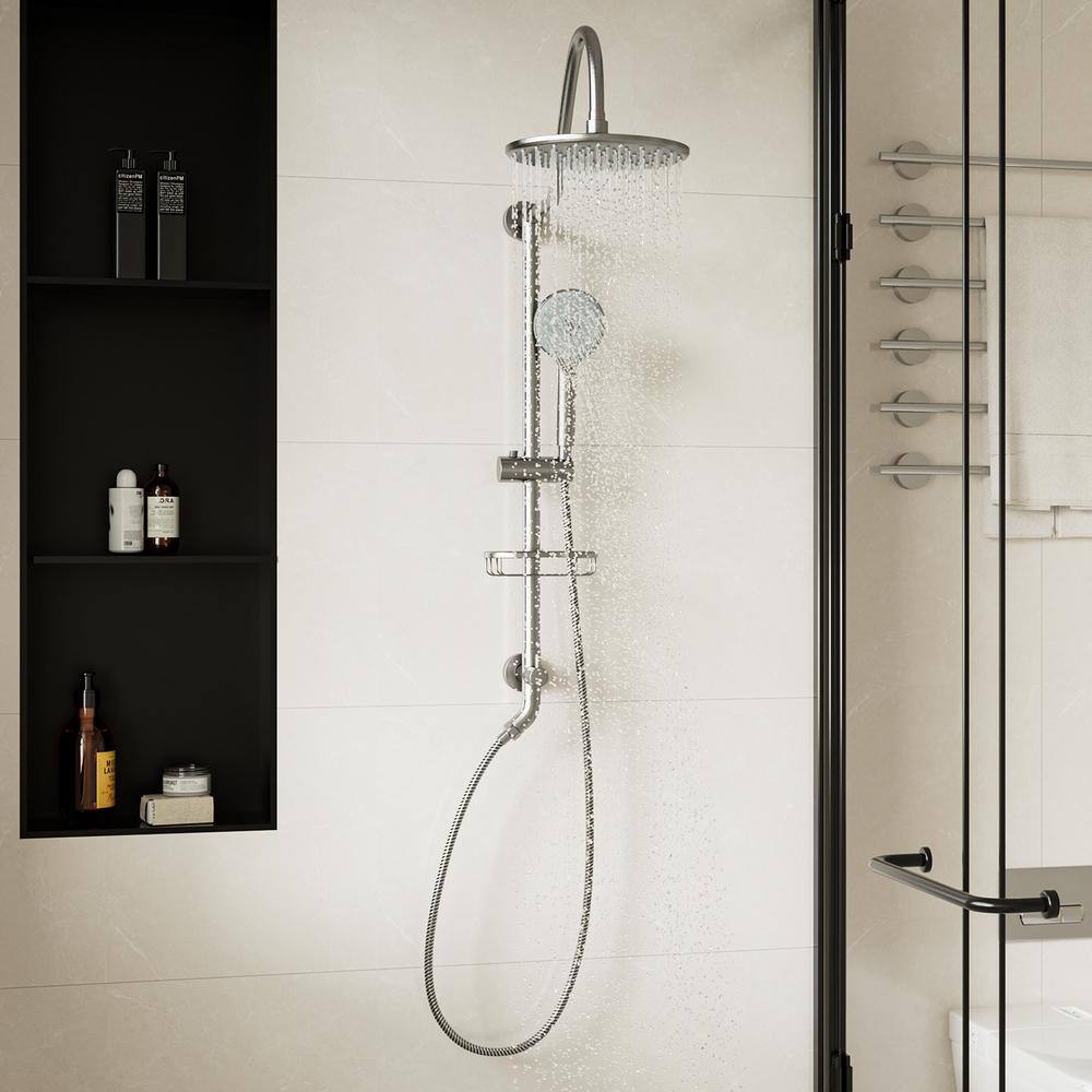 CASAINC 3-Spray Patterns 10 in. Wall Mount Dual Shower Heads Rainfall Shower Head and Handheld Shower in Brushed Nickel CS1914-BN