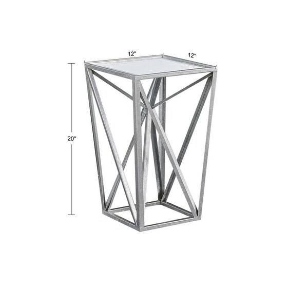 Angular Metal Accent Table with Tempered Glass Top