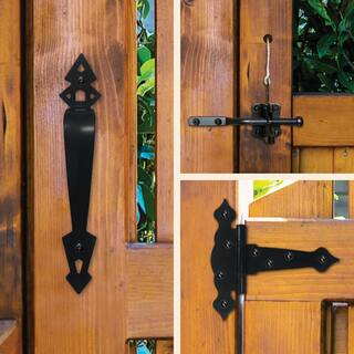 NUVO IRON 5 in. Black Galvanized Steel Decorative Ornamental Gate Hardware Kit HDWGCKH-ESP