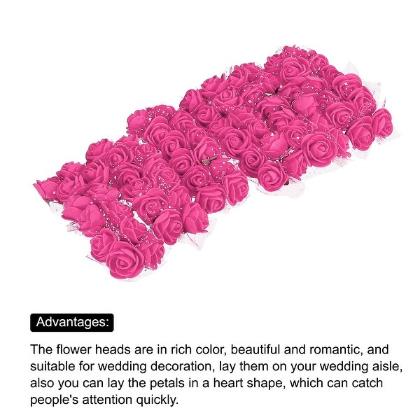 Artificial Rose Flower Heads，Rose Red Mini Faux Flowers 0.8 Inch1 Inch 72Pcs