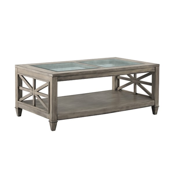 45.5 in. 19 in. Large Rectangle Glass Coffee Table，1-Tier Shelf