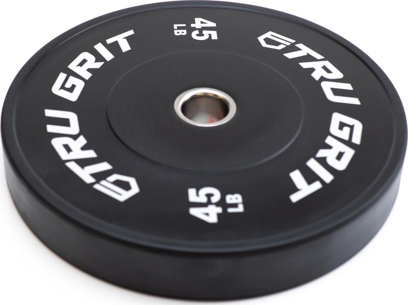 Tru Grit Fitness 45 lb Black Olympic Bumper Plate Pair Weight Set