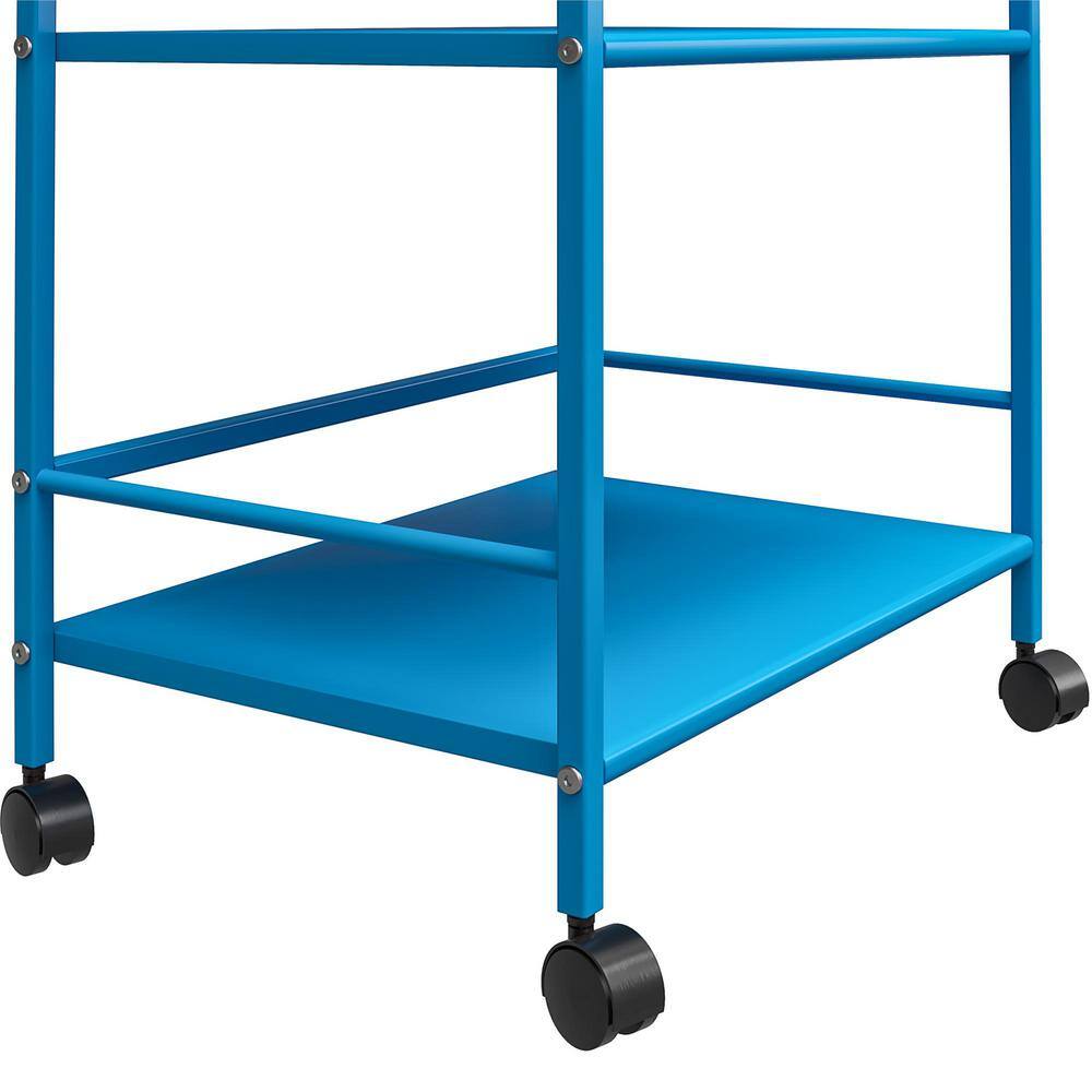 Novogratz Cache 3-Tier Rolling Metal Cart in Blue 7741810COM