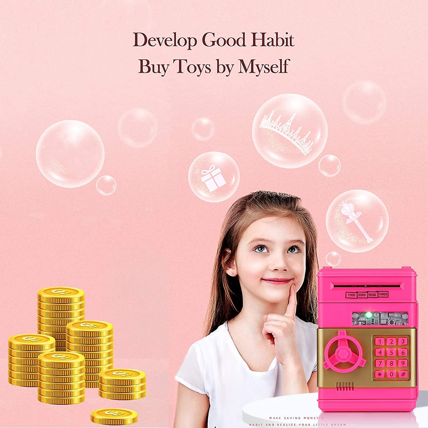 Piggy Bank For Boys Girls， Large Electronic Real Money Coin Bank With Safe Password Lock， Auto Scroll Paper Money Plastic Saving Box Toy， Gift For Kid