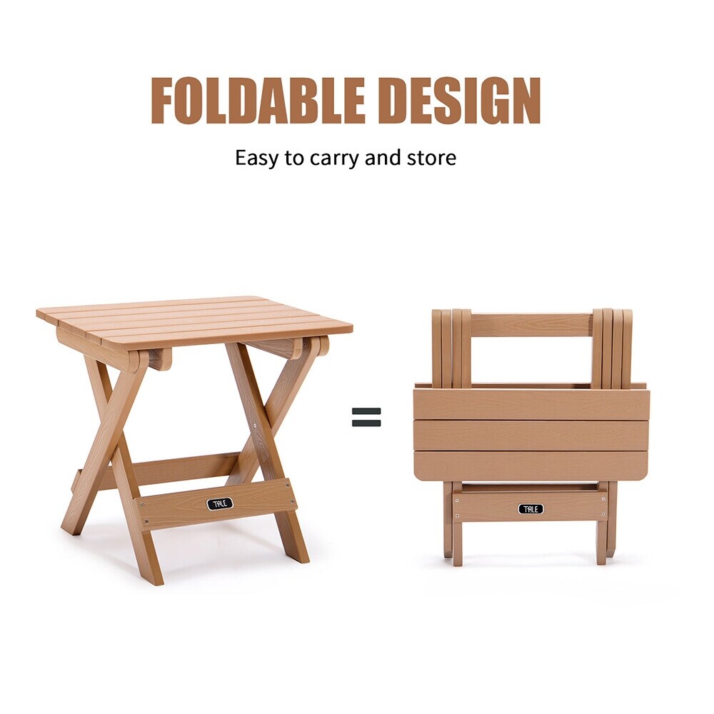 Adirondack Portable Folding Side Table Square Fade Resistant Plastic Wood Table Outdoor