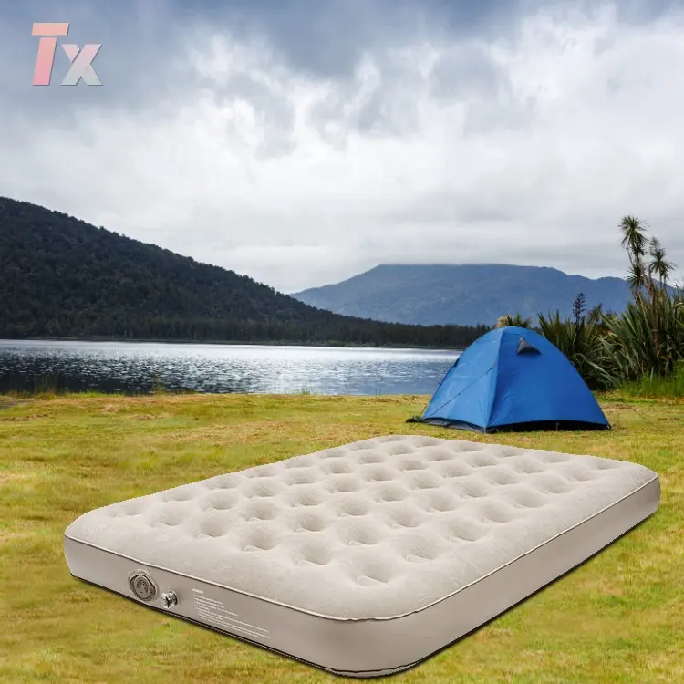 Self inflating Big Size Air Mattress Bed With Built in Rechargeable Pump Portable Inflatable Double Airbed Sleeping Pad