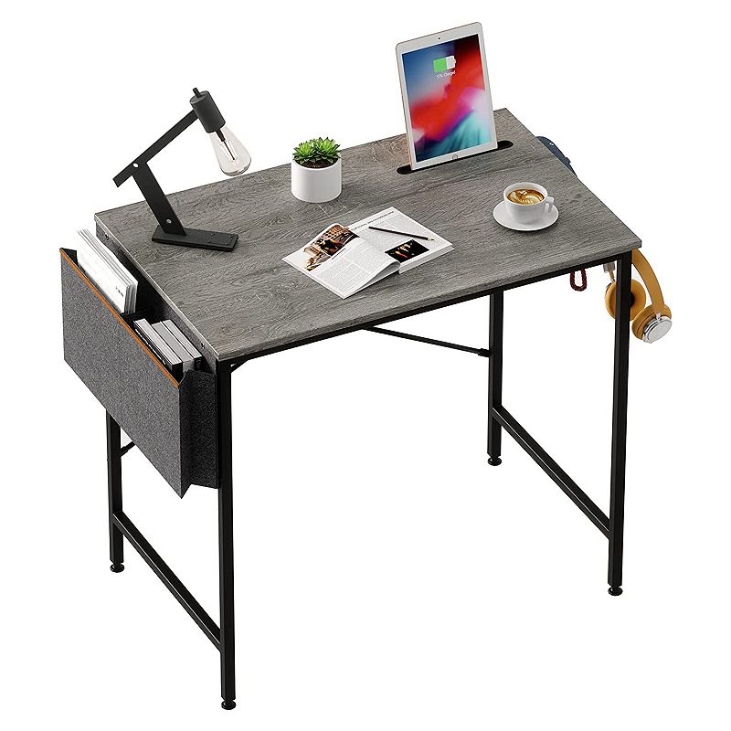 Bestier Computer 32 Inch Modern Mini Style Office Desk with Storage Bag， Grey