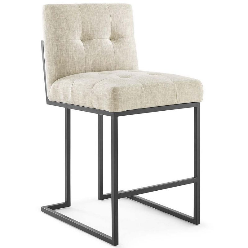 Modway Privy Black Stainless Steel Upholstered Fabric Counter Stool