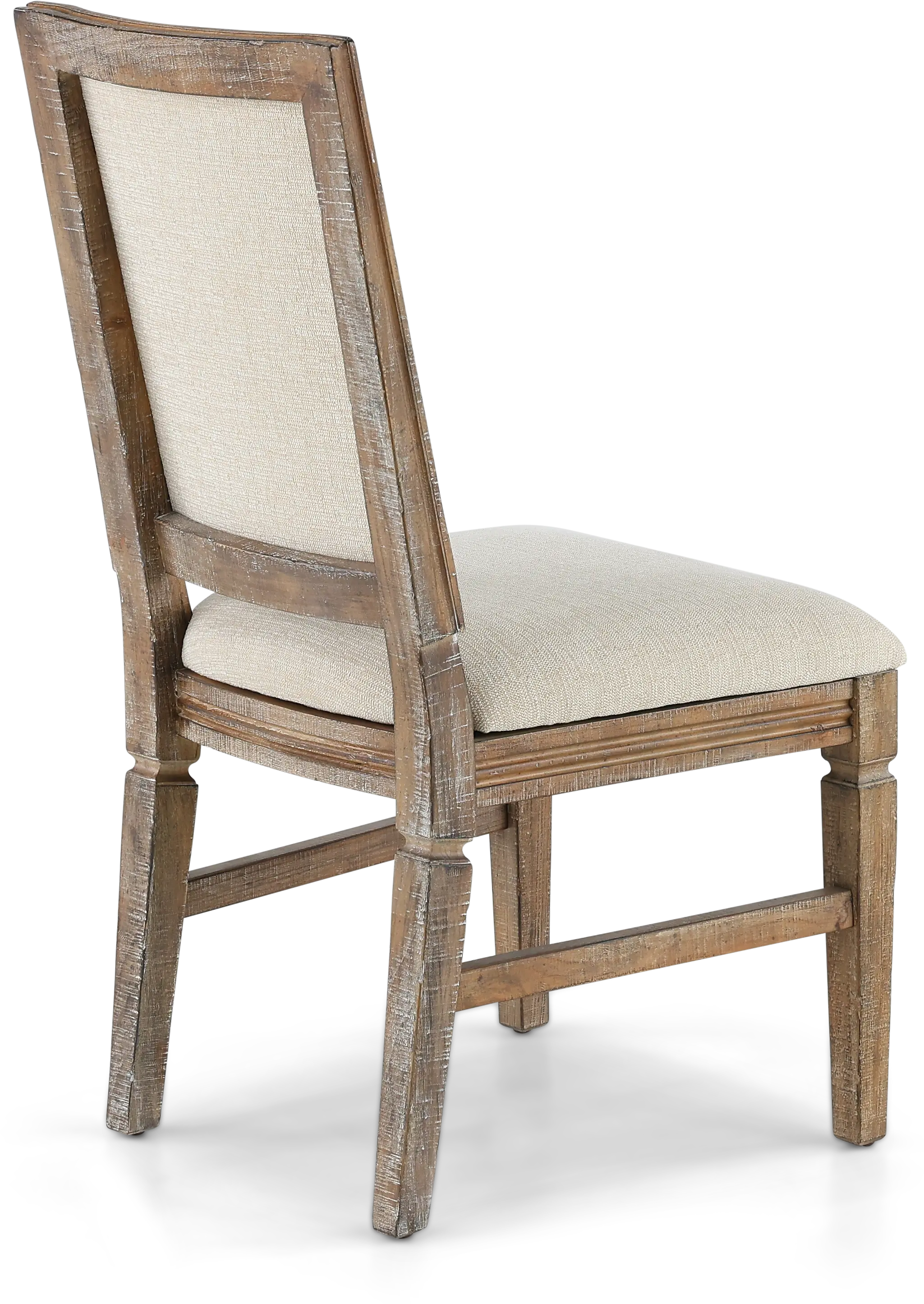 Interlude II Weathered Pine Square Back Upholstered Dining Chair