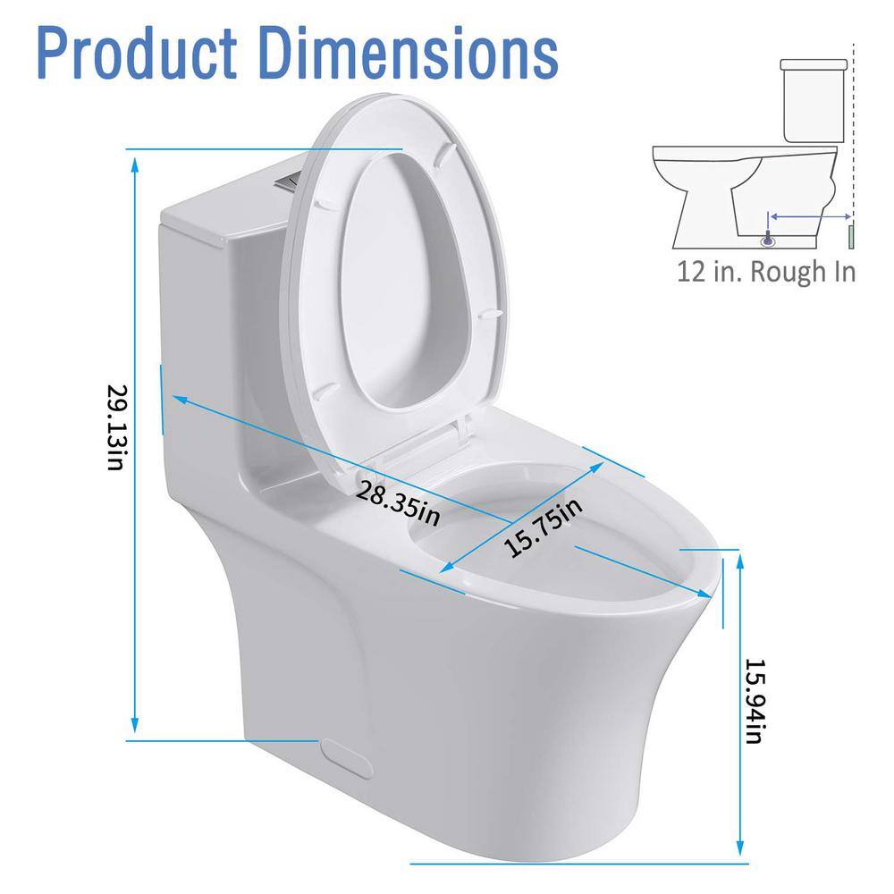 INSTER 1-piece 1.11.6 GPF Top Dual Flush Oval Elongated Toilet in White Seat Included HDDZYNTL0006