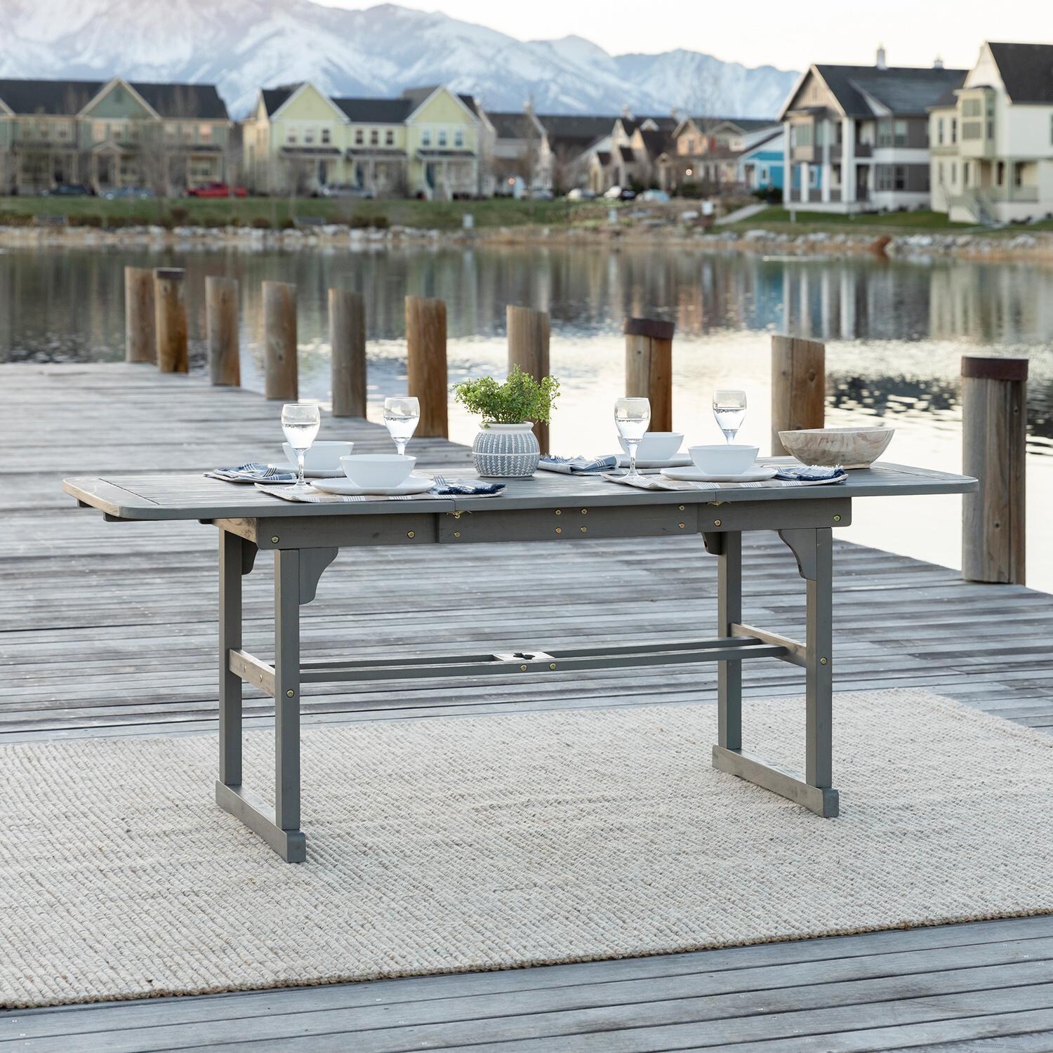 Ultimate Patio Horizon Way 55-79 X 35 Inch Rectangular Acacia Patio Dining Table W/ Extension