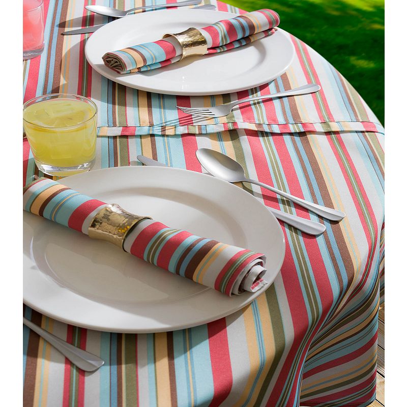 Vibrantly Colored Summer Striped Pattern Outdoor Rectangular Tablecloth 60” x 120”