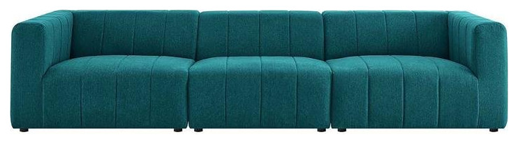 Modway Bartlett 3 Piece Tufting Upholstered Fabric Sofa in Teal Blue   Contemporary   Sofas   by Beyond Design  ampMore  Houzz