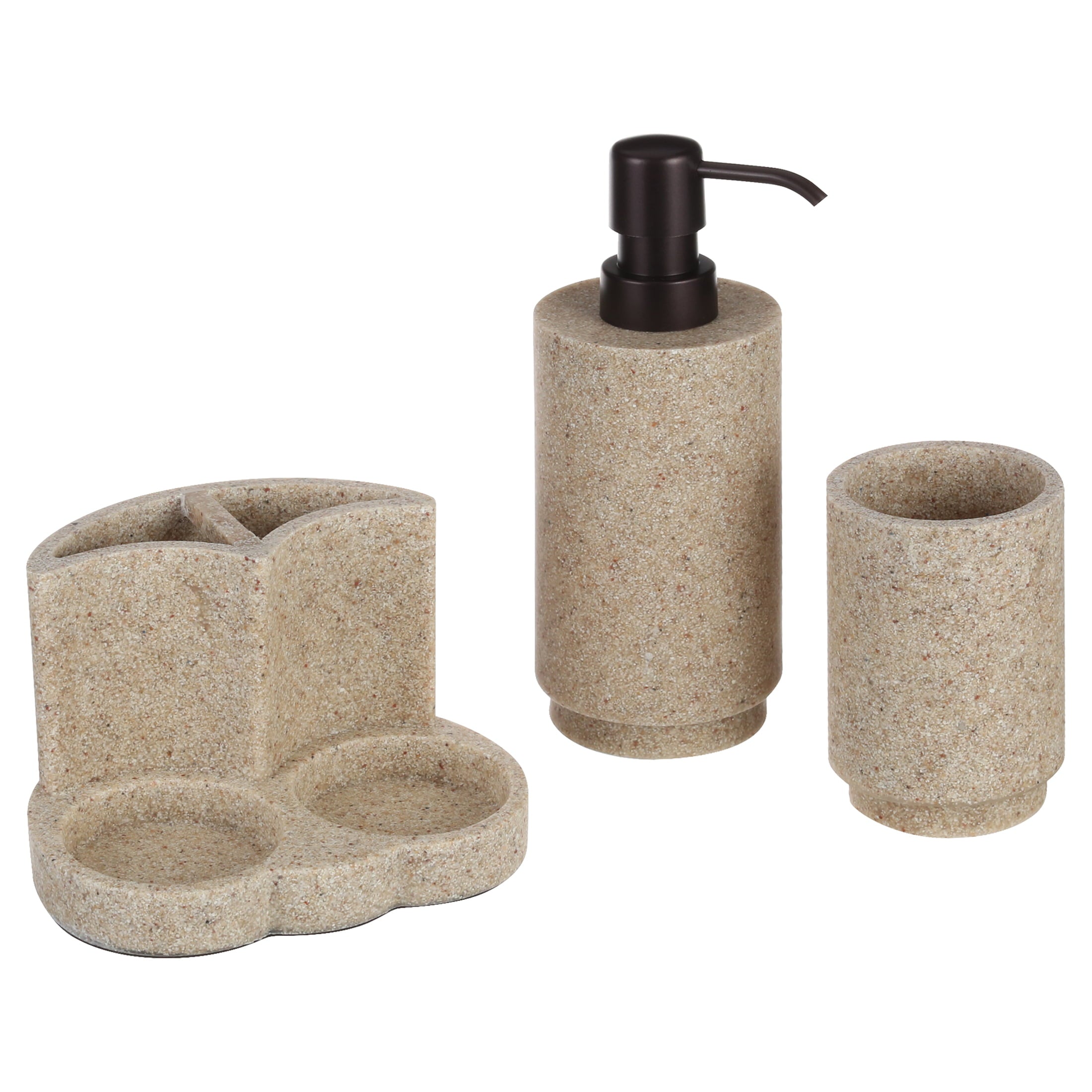 Better Homes and Gardens 3 Piece Natural Sandstone Bath Accessories Sets， Beige