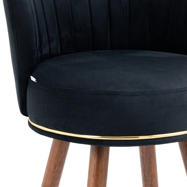 Set of 2 Counter Height Bar Stools with Solid Wood Legs， Fabric with a Fixed Height of 360 Degrees
