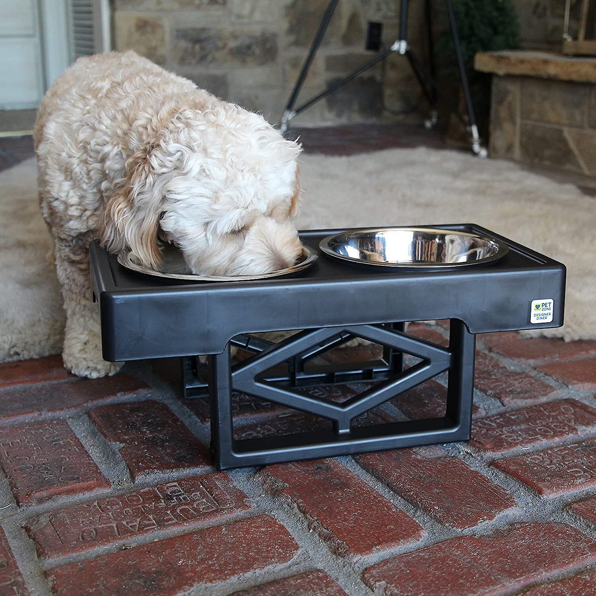 Pet Zone Designer Diner Adjustable Elevated Dog and Cat Bowls， 7-cup