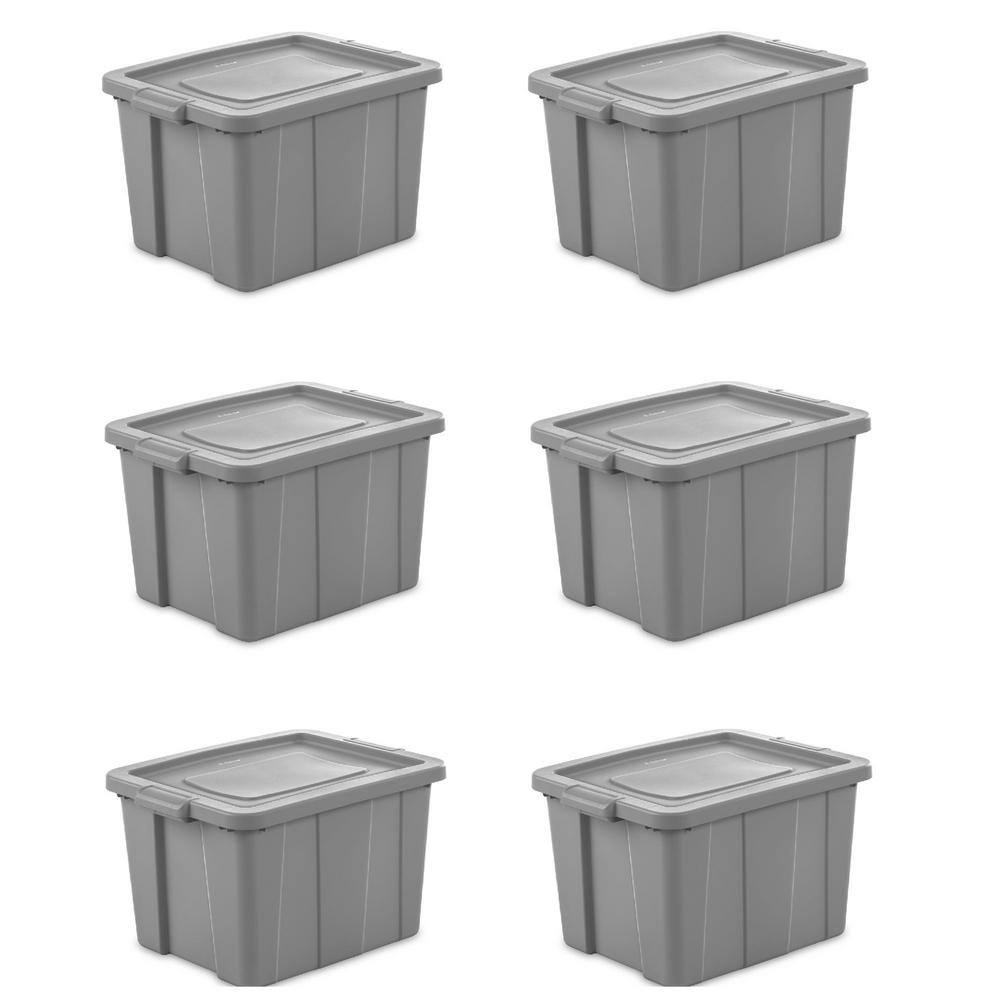 Sterilite Tuff1 18 Gal. Plastic Storage Tote Container Bin with Lid (6-Pack) 6 x 16786A06