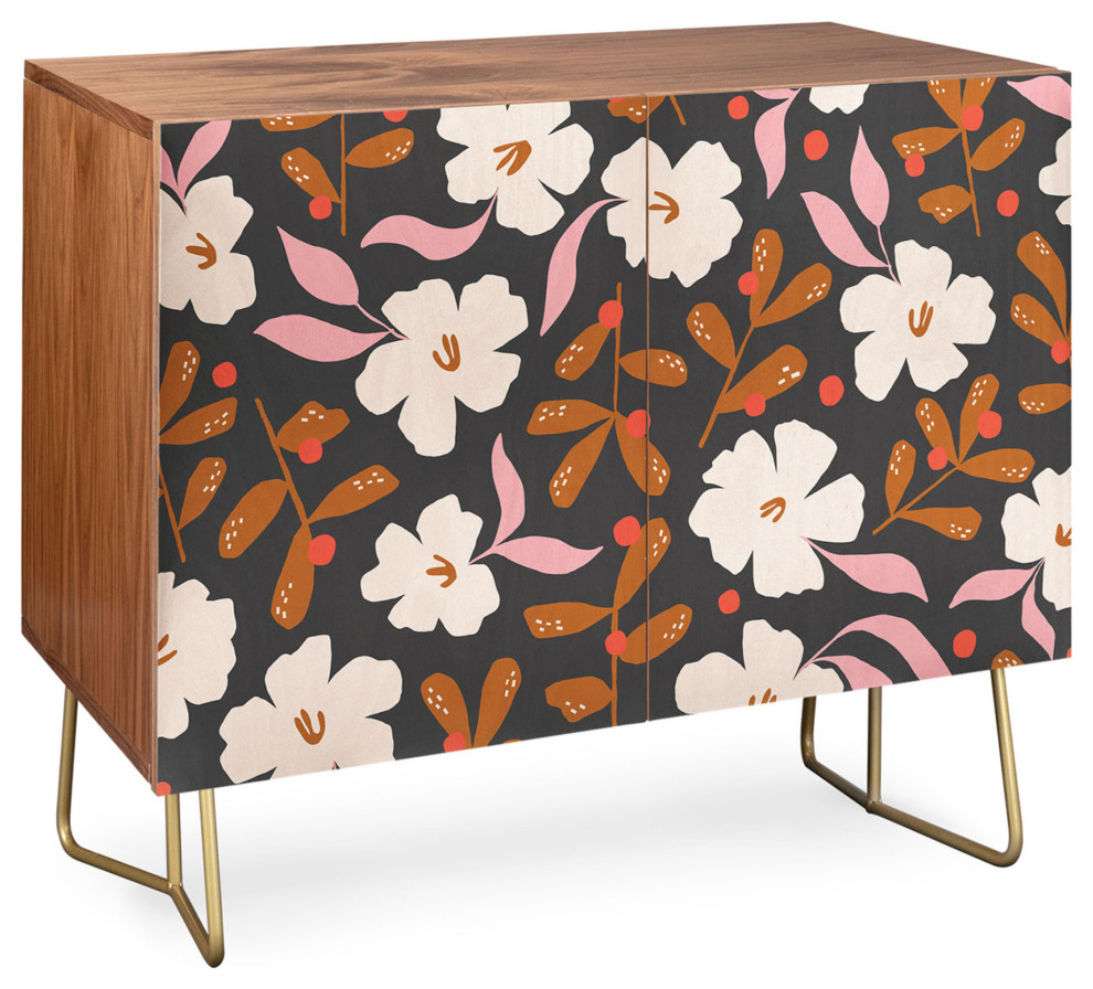 Deny Design Schatzi Brown Lotta Floral Beige Credenza   Contemporary   Accent Chests And Cabinets   by Deny Designs  Houzz