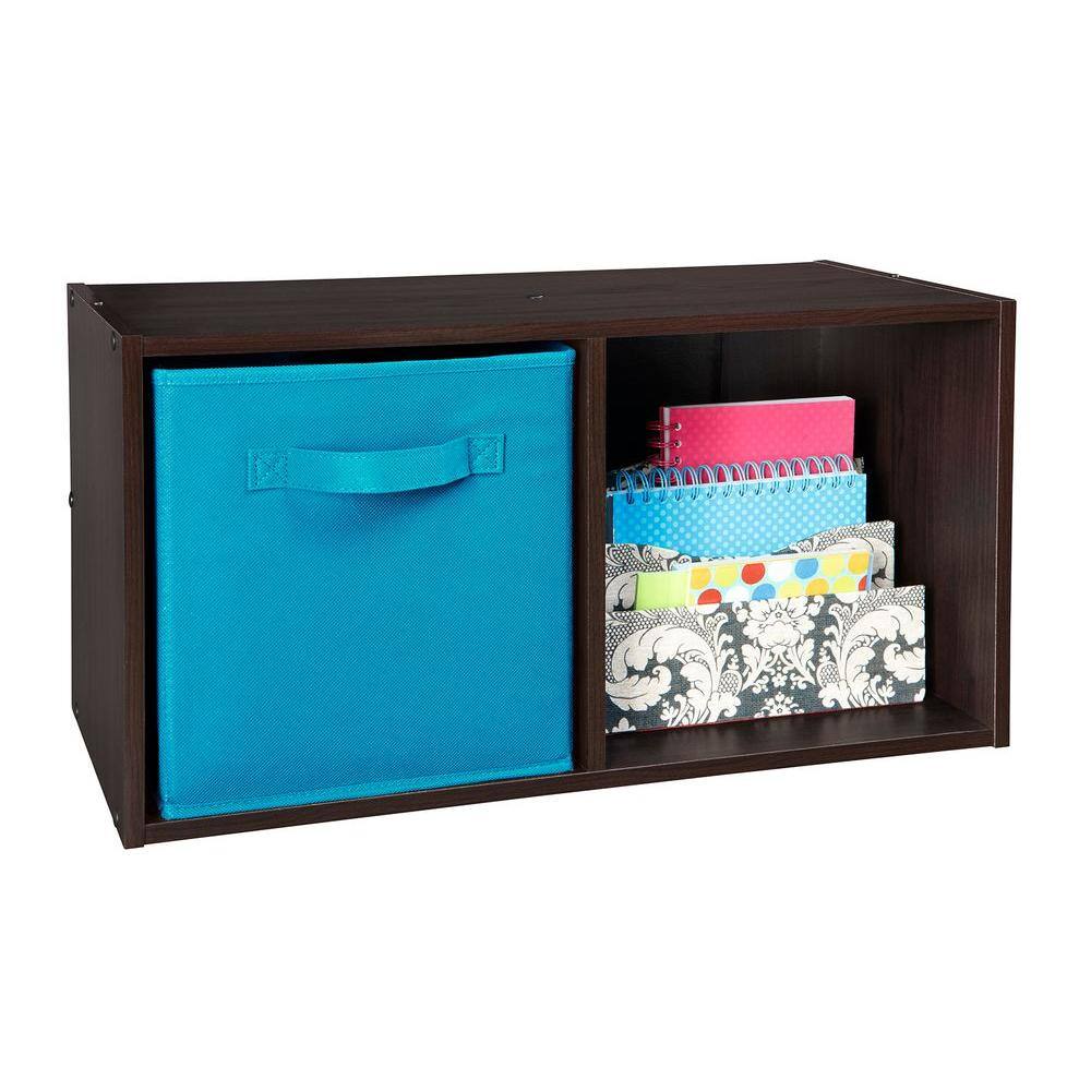 ClosetMaid 12 in. H x 24 in. W x 12 in. D Espresso Wood Look 2-Cube Storage Organizer 78817