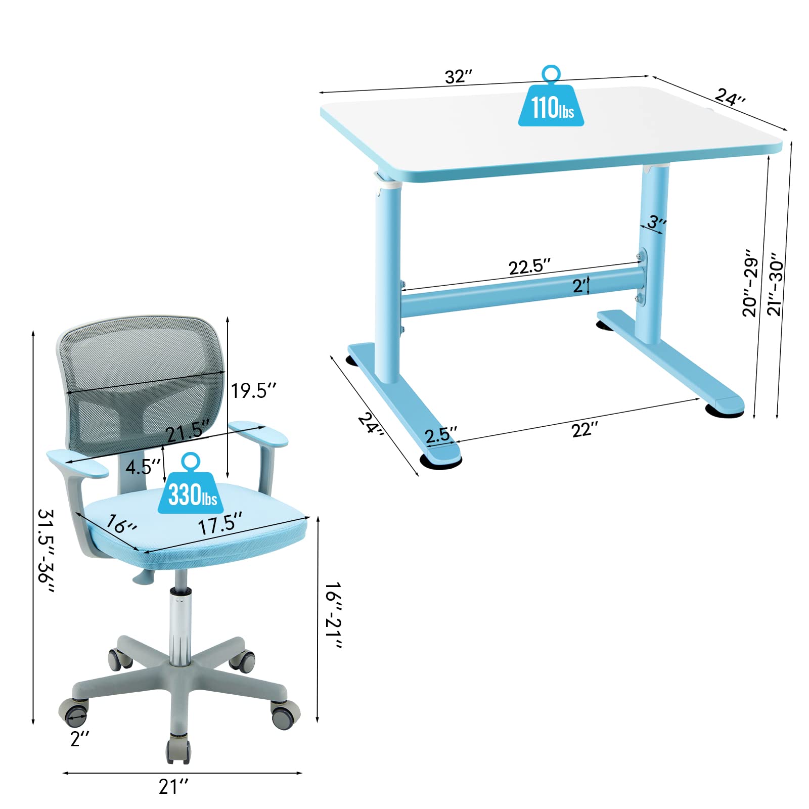 Costzon Kids Desk and Chair Set, Children Study Computer Desk & Chair