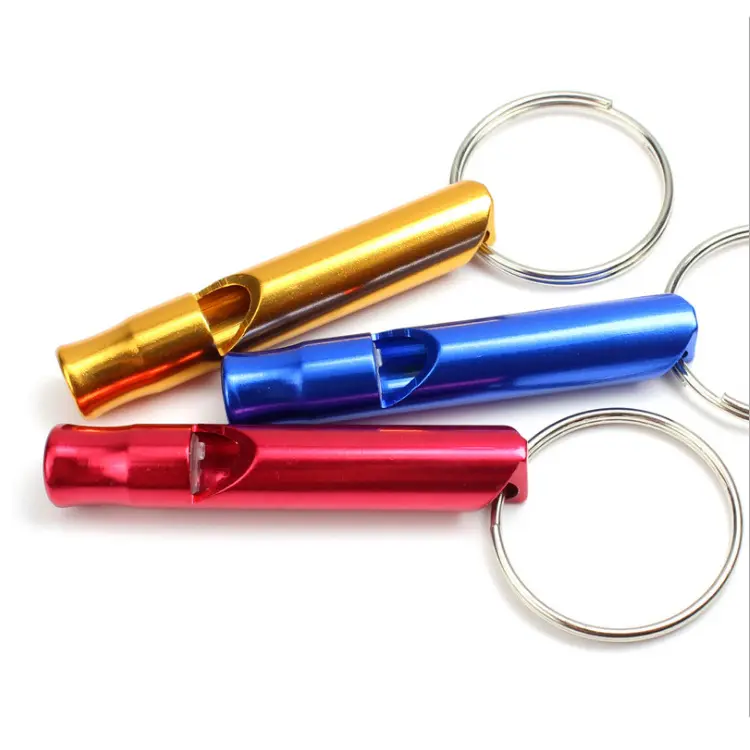 cheap price custom Aluminum Emergency Survival Safety Keychain with Whistle for Outdoor Camping Hiking boating  Whistle key ring